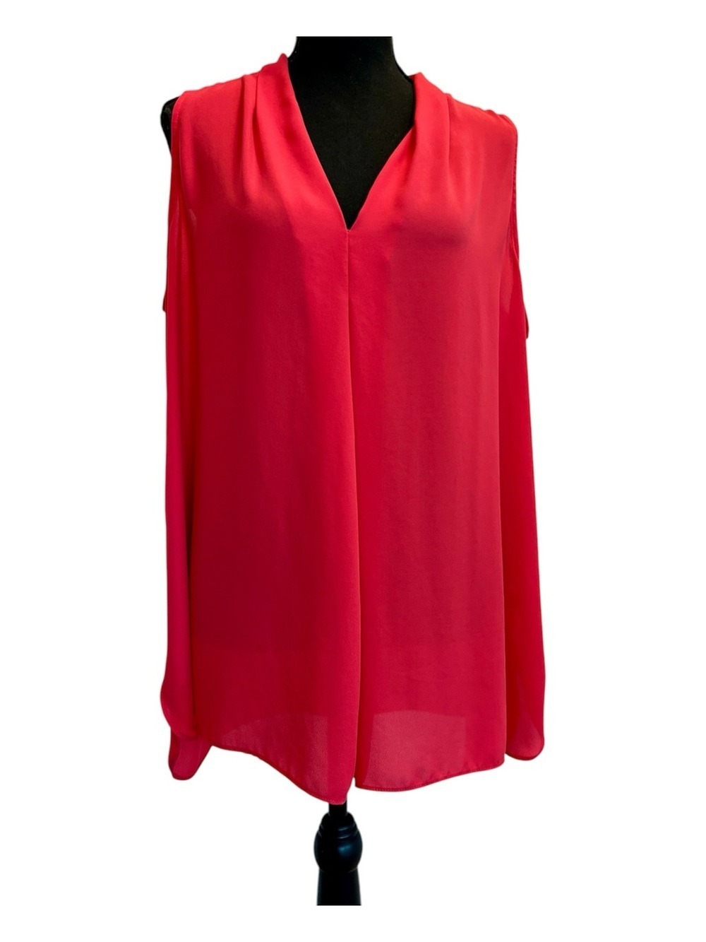 Joseph Ribkoff Coral Pink Sleeveless V-Neck Top blouse Sz 16